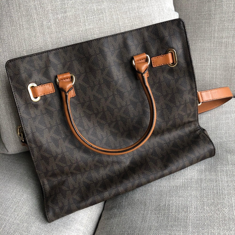 MICHAEL KORS Hamilton Brown monogram satchel LARGE - Picture 4 of 15